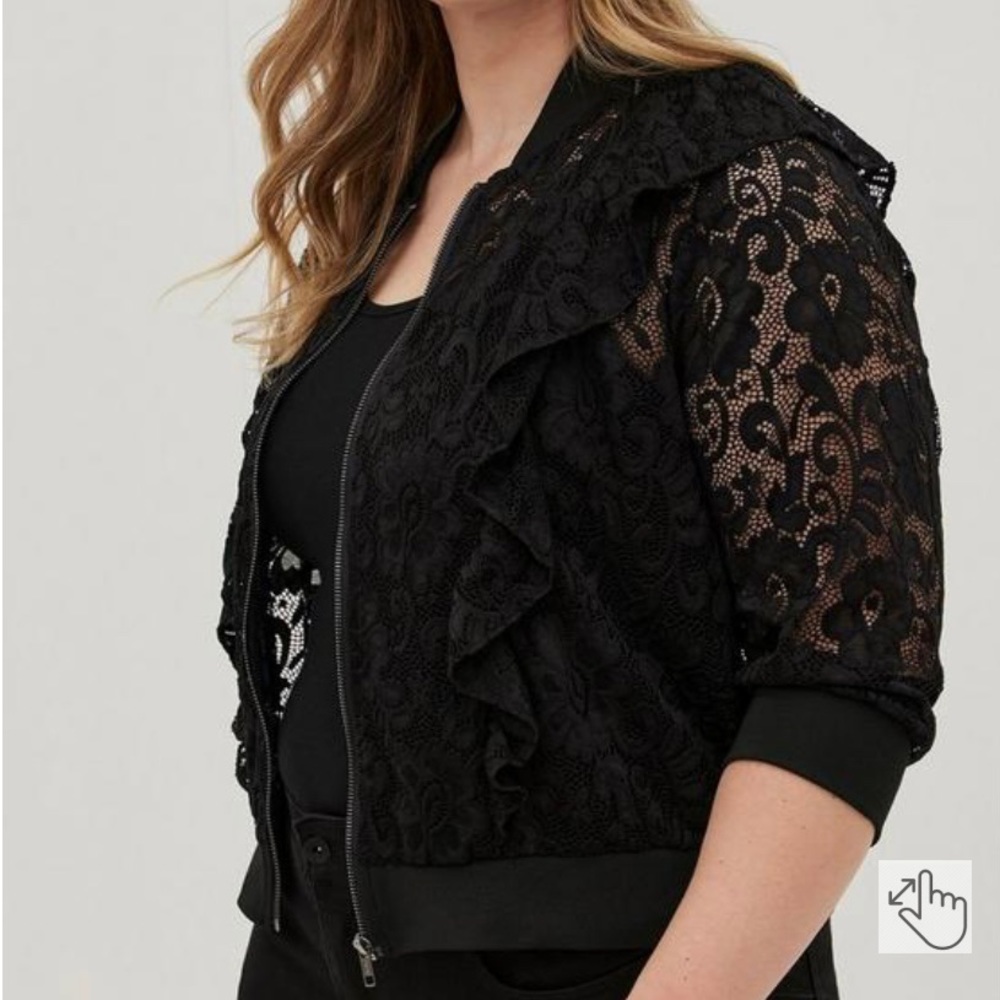 Crop Lace Bomber Jacket